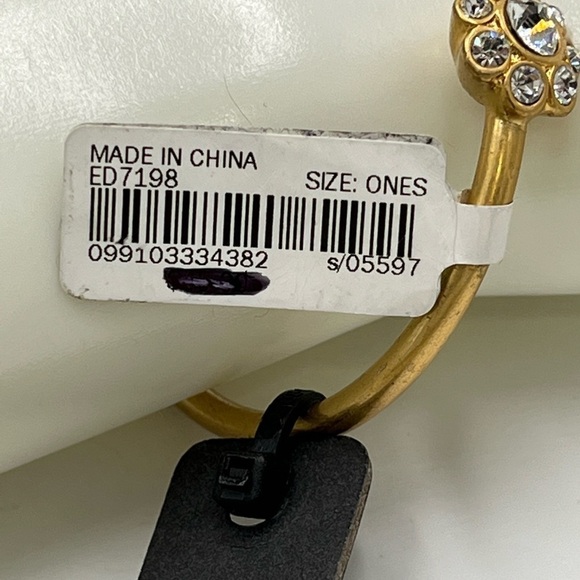J. Crew Sparkly Rhinestone Gold Tone Flower Cuff Bracelet New - Picture 9 of 11